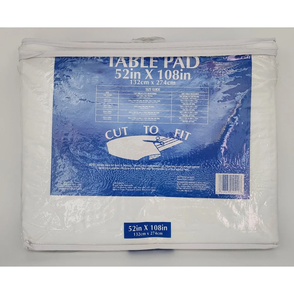Elrene Home Fashions Table Pad 52x108 White New Heavy Gauge Vinyl Felt Back